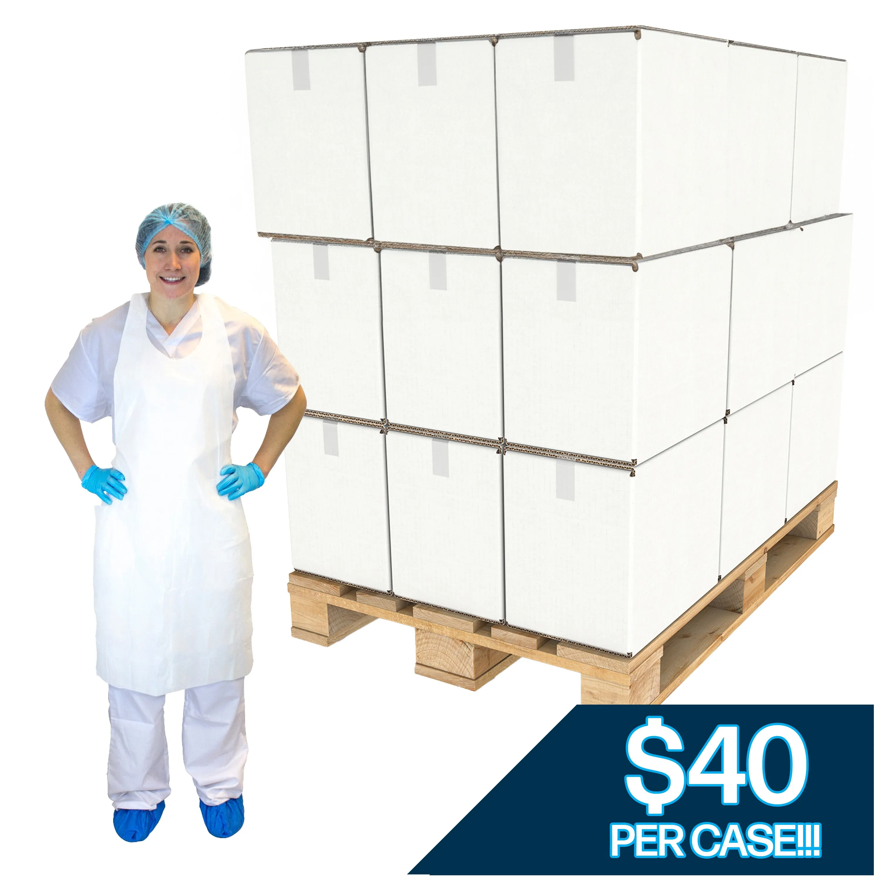 2 Mil White Polyethylene Aprons Pallet Order - 54 Cases