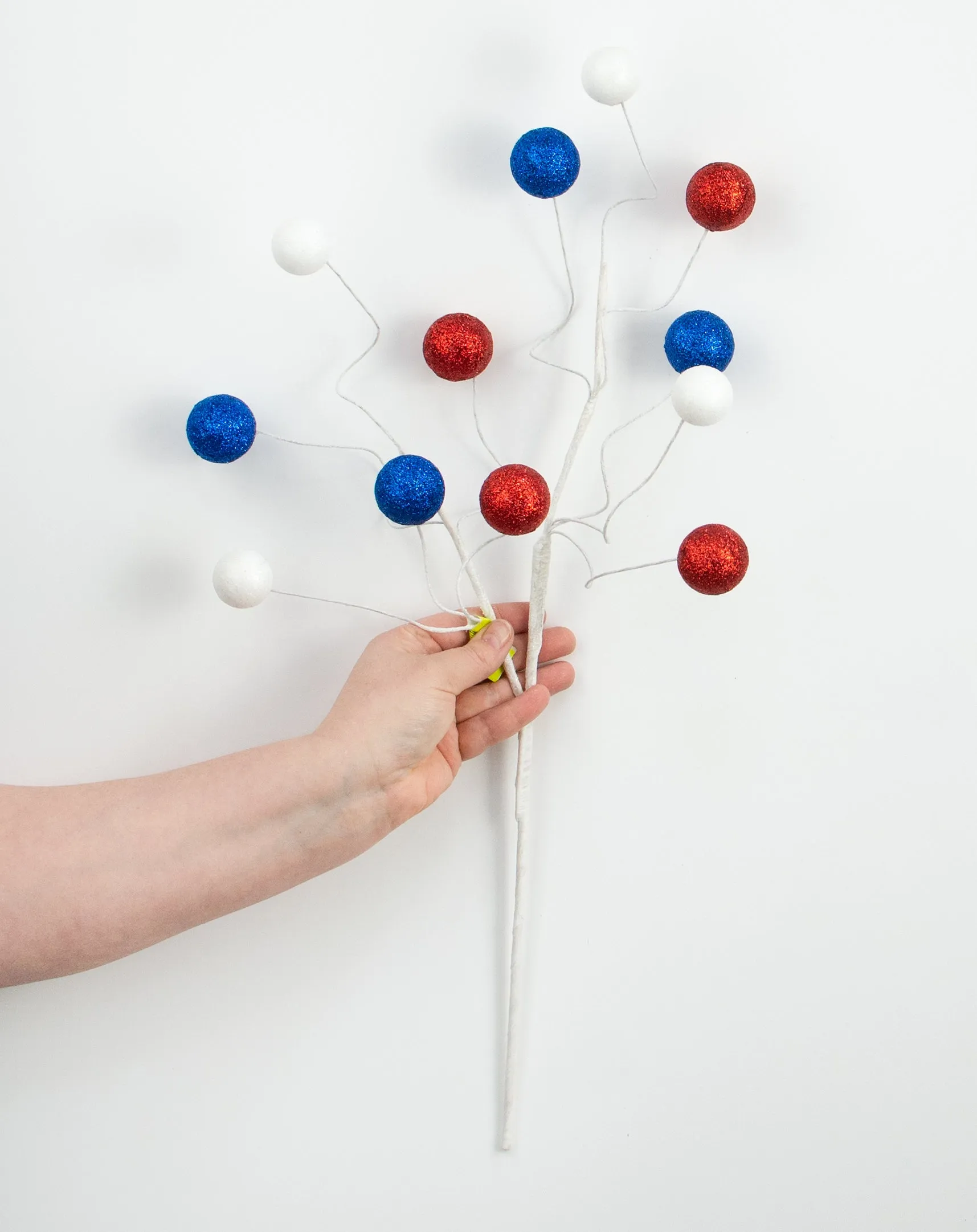 24" Glittered Ball Spray: Red, White & Blue
