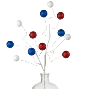 24" Glittered Ball Spray: Red, White & Blue