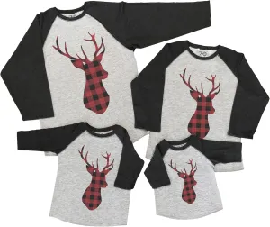 7 ate 9 Apparel Matching Family Christmas Shirts - Plaid Deer Grey Shirt