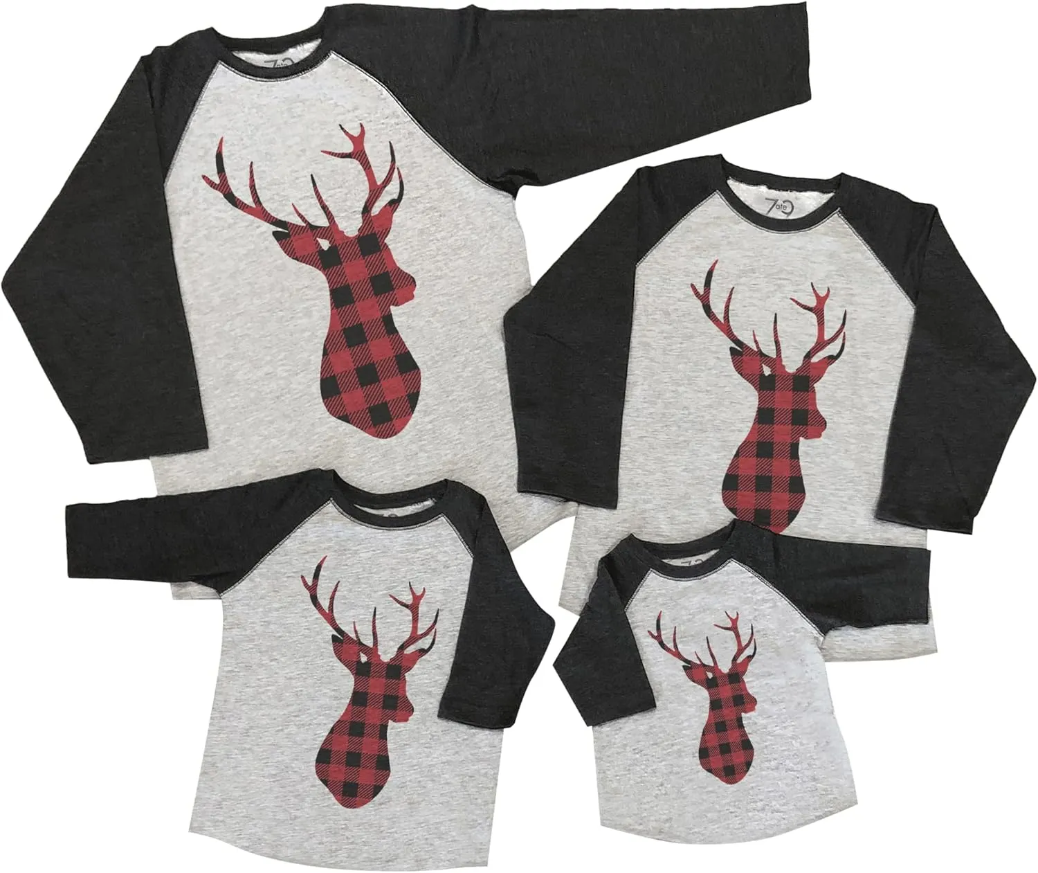 7 ate 9 Apparel Matching Family Christmas Shirts - Plaid Deer Grey Shirt