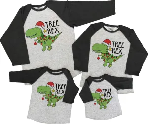 7 ate 9 Apparel Matching Family Christmas Shirts - Tree Rex Dinosaur Grey Shirt