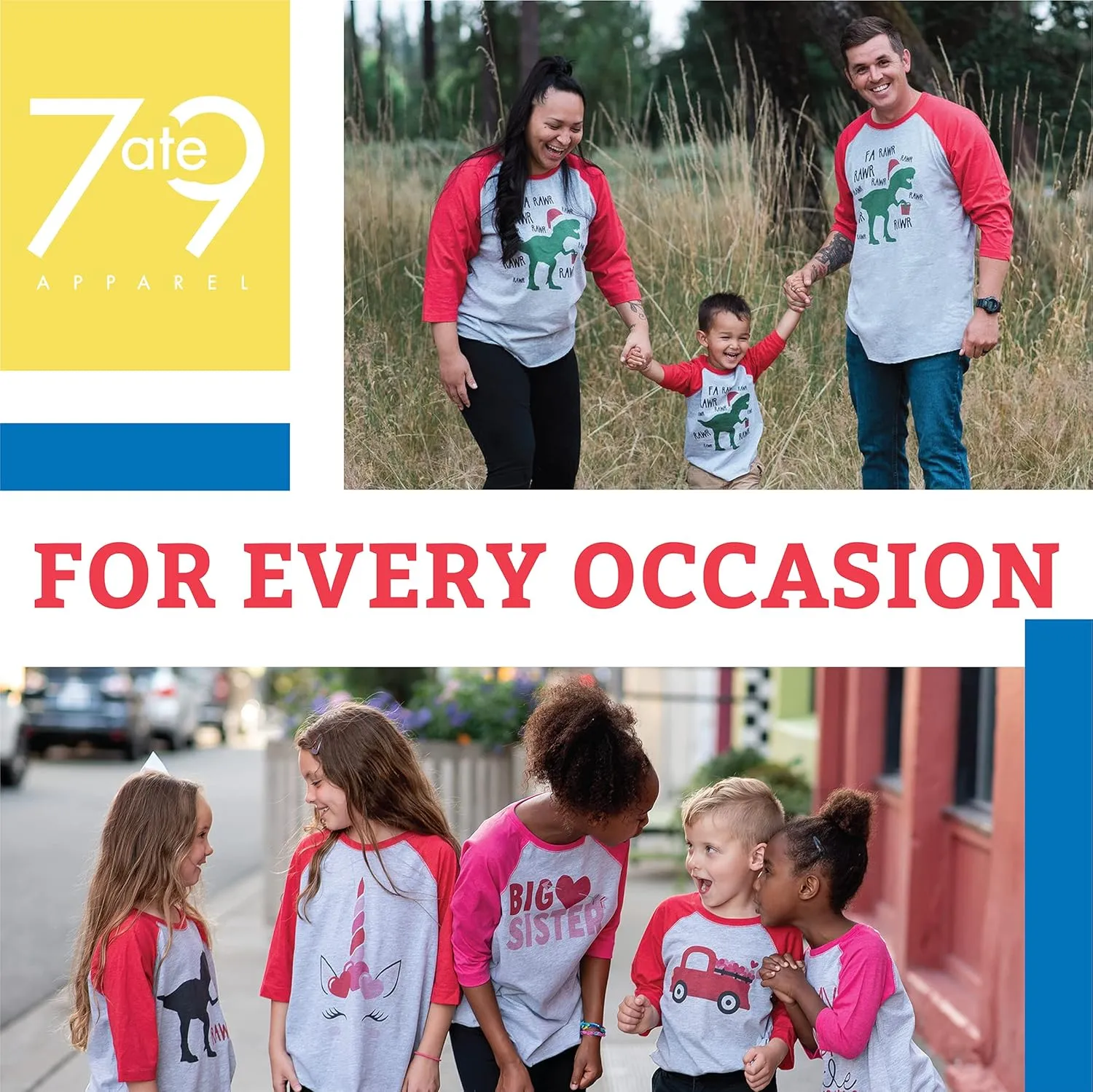 7 ate 9 Apparel Matching Family Christmas Shirts - Tree Rex Dinosaur Grey Shirt