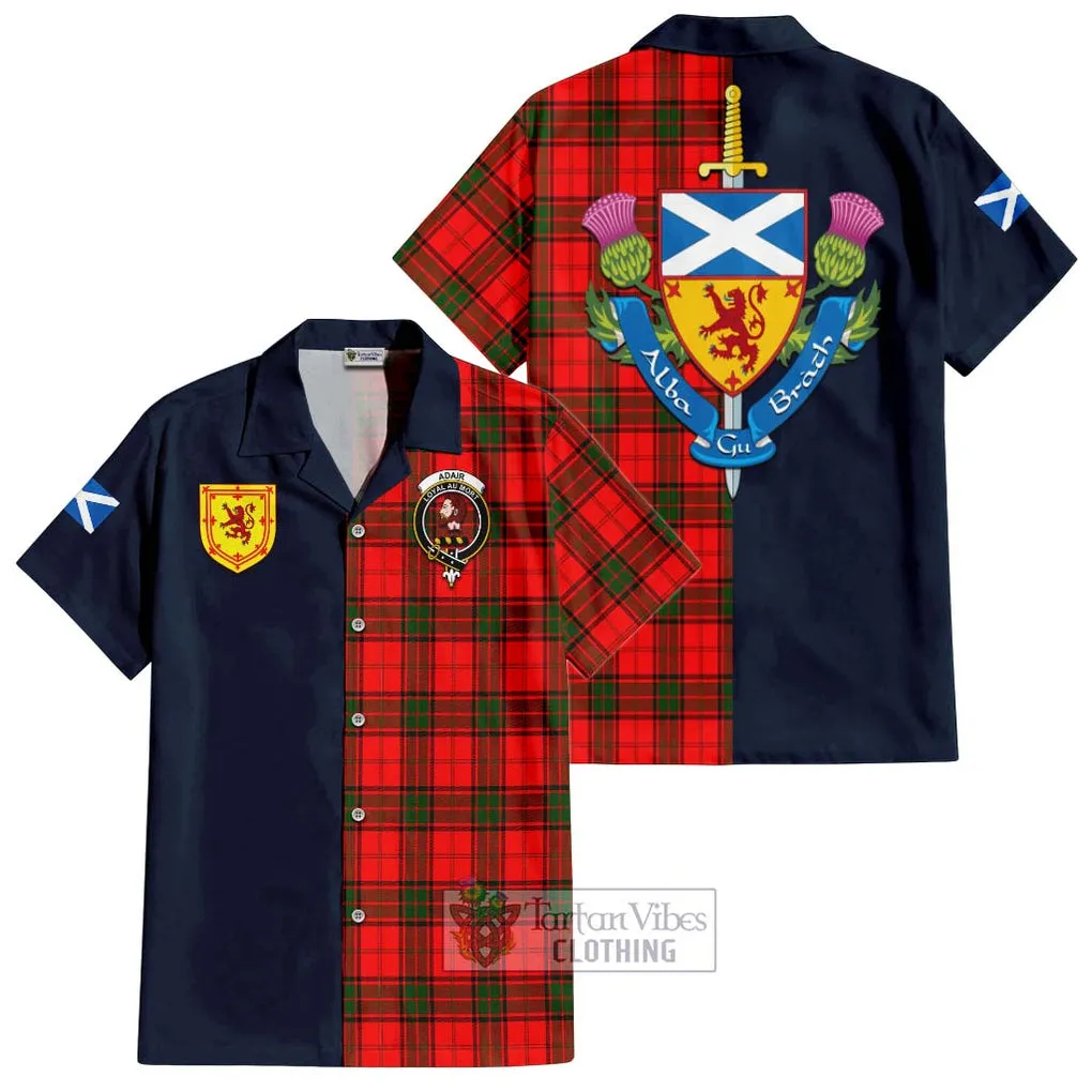 Adair Tartan Short Sleeve Button Shirt Alba with Scottish Lion Royal Arm Half Style