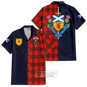 Adair Tartan Short Sleeve Button Shirt Alba with Scottish Lion Royal Arm Half Style