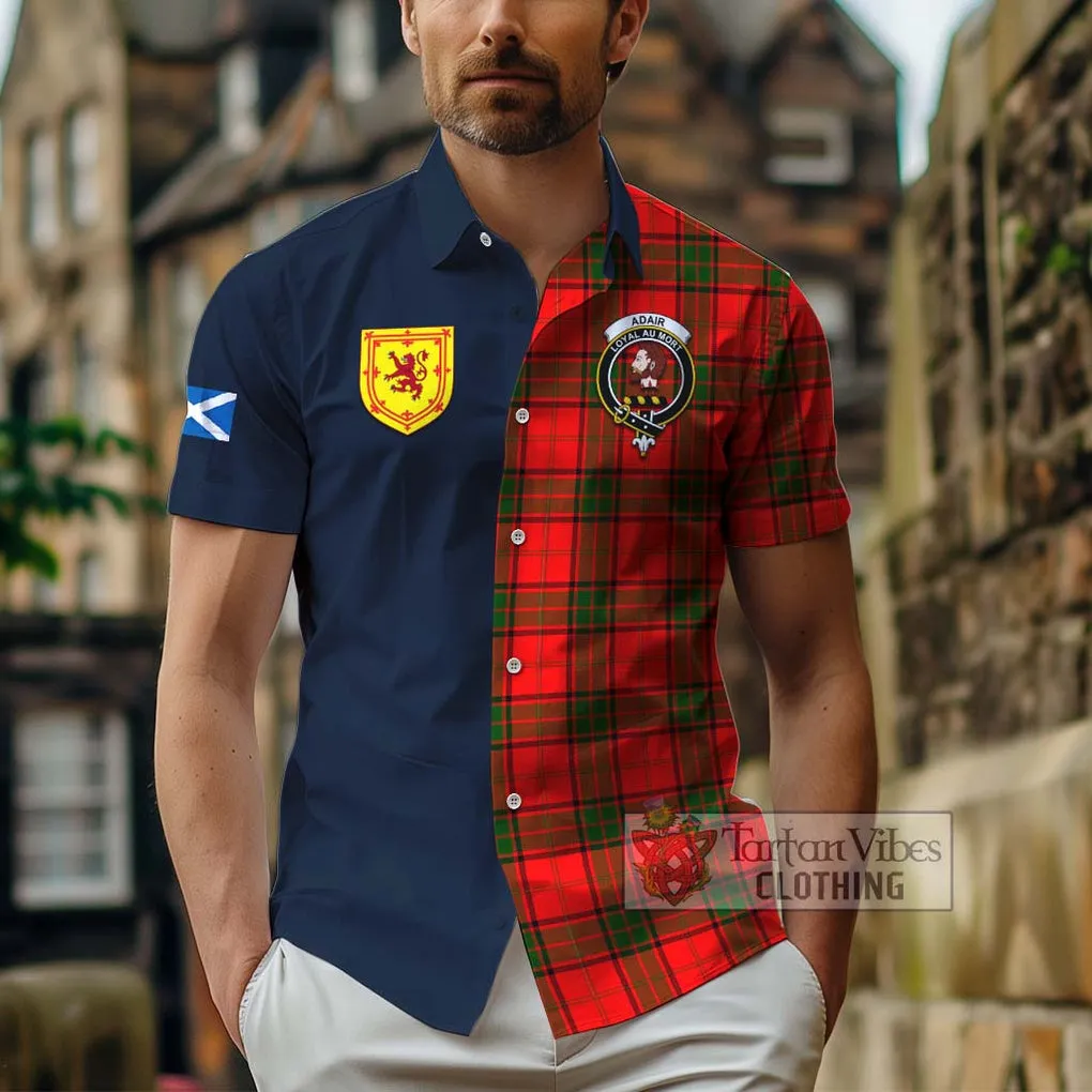 Adair Tartan Short Sleeve Button Shirt Alba with Scottish Lion Royal Arm Half Style