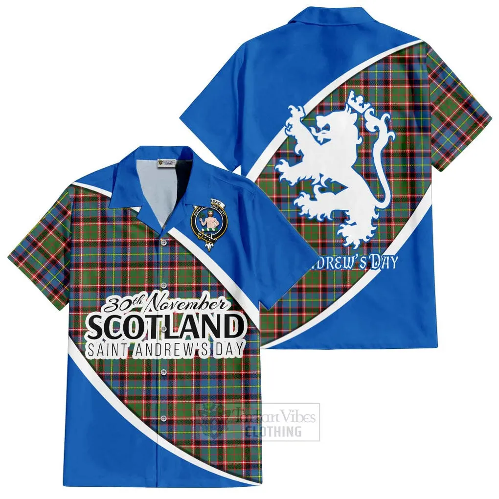 Aikenhead Family Crest Tartan Short Sleeve Button Shirt Celebrate Saint Andrew's Day in Style