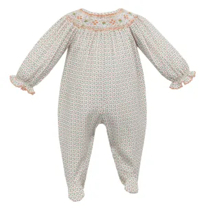 Alexandra Knit Long Footie - Orange Liberty Print