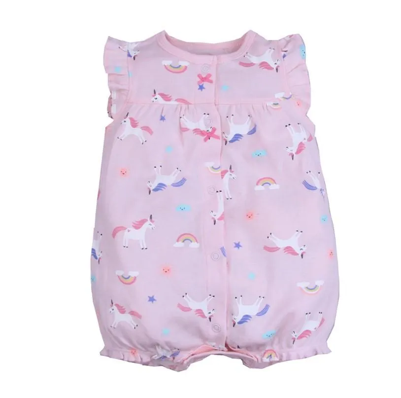 Baby Romper Shorts Combo- Pink Unicorn and Little Lion Cub