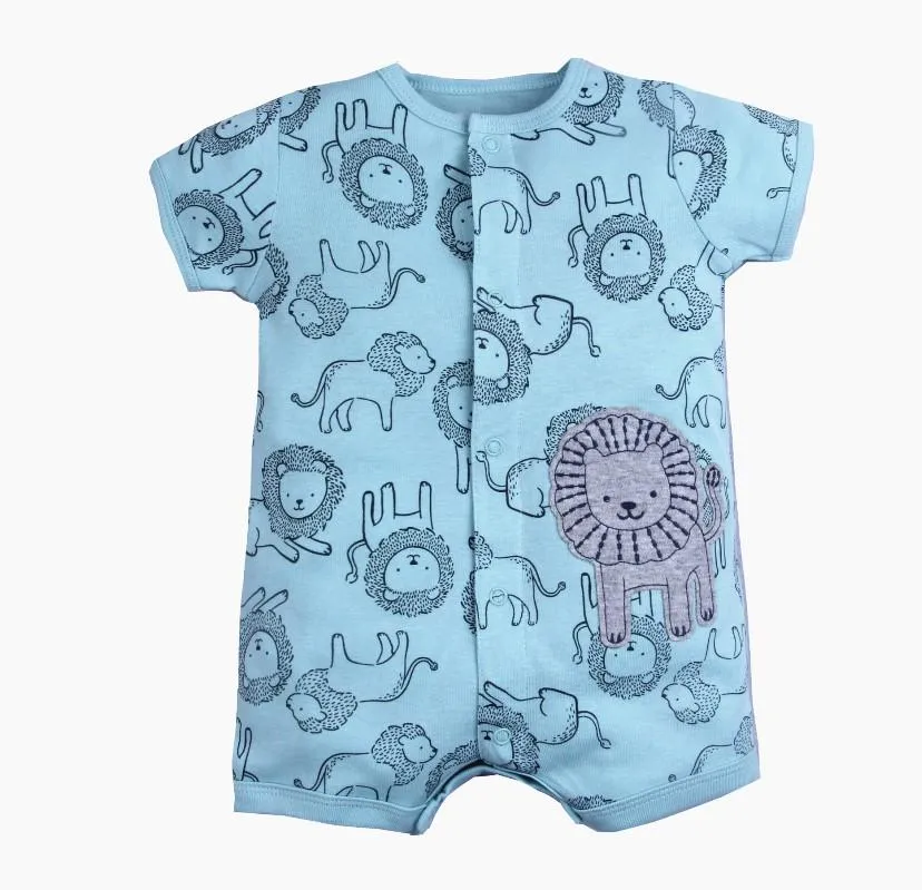 Baby Romper Shorts Combo- Pink Unicorn and Little Lion Cub