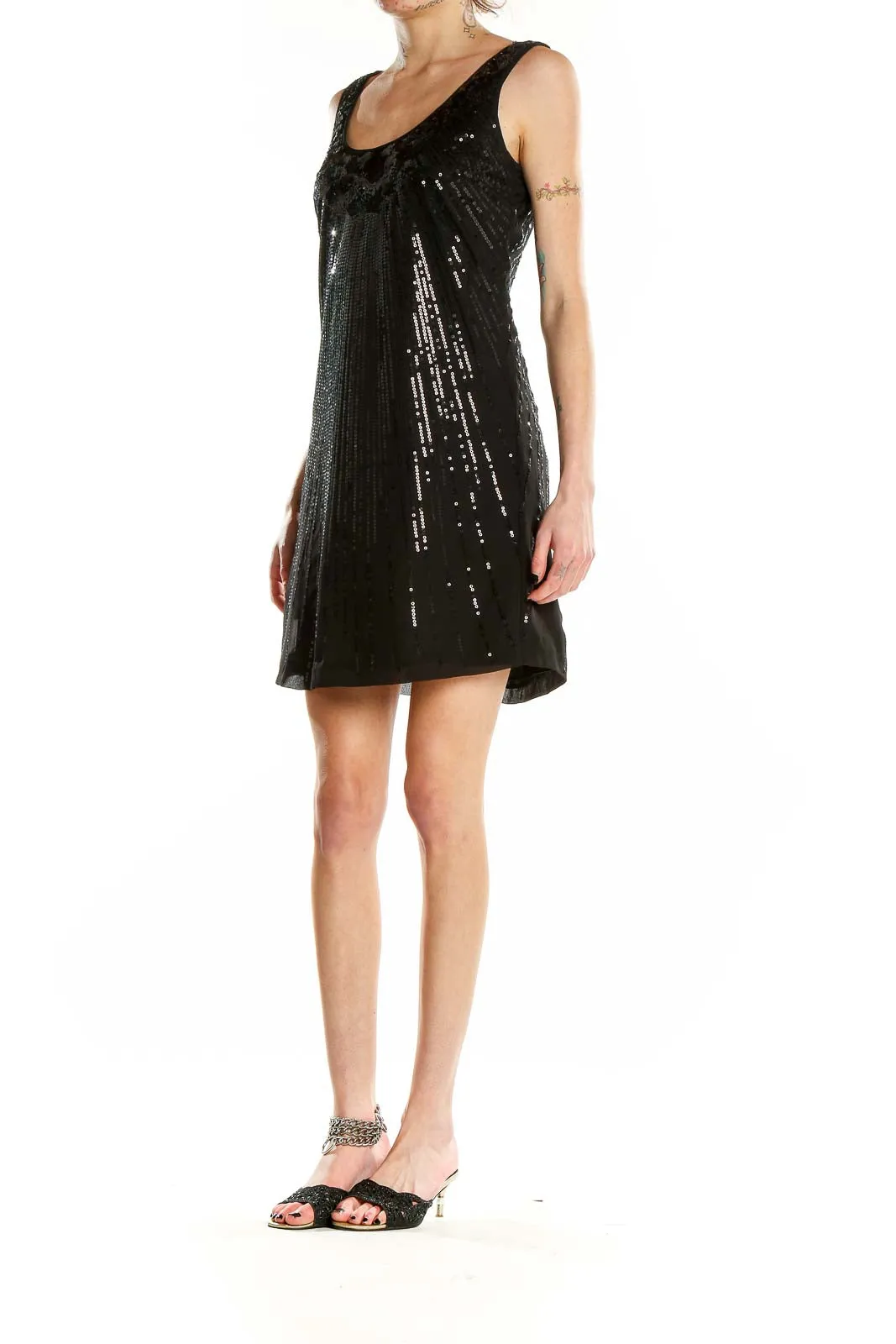Black Sequin Sleeveless Mini Dress
