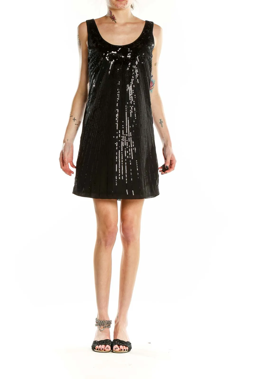 Black Sequin Sleeveless Mini Dress
