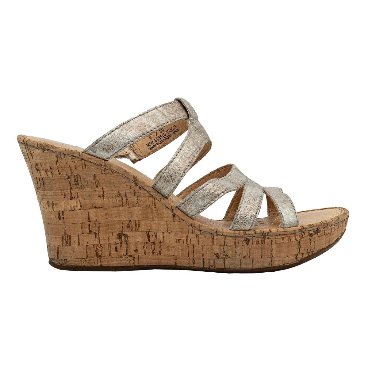 Born Lisi Wedge Sandals Leather Silver Colour For Women