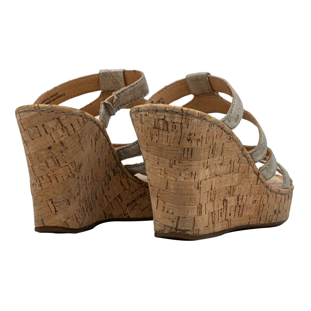 Born Lisi Wedge Sandals Leather Silver Colour For Women