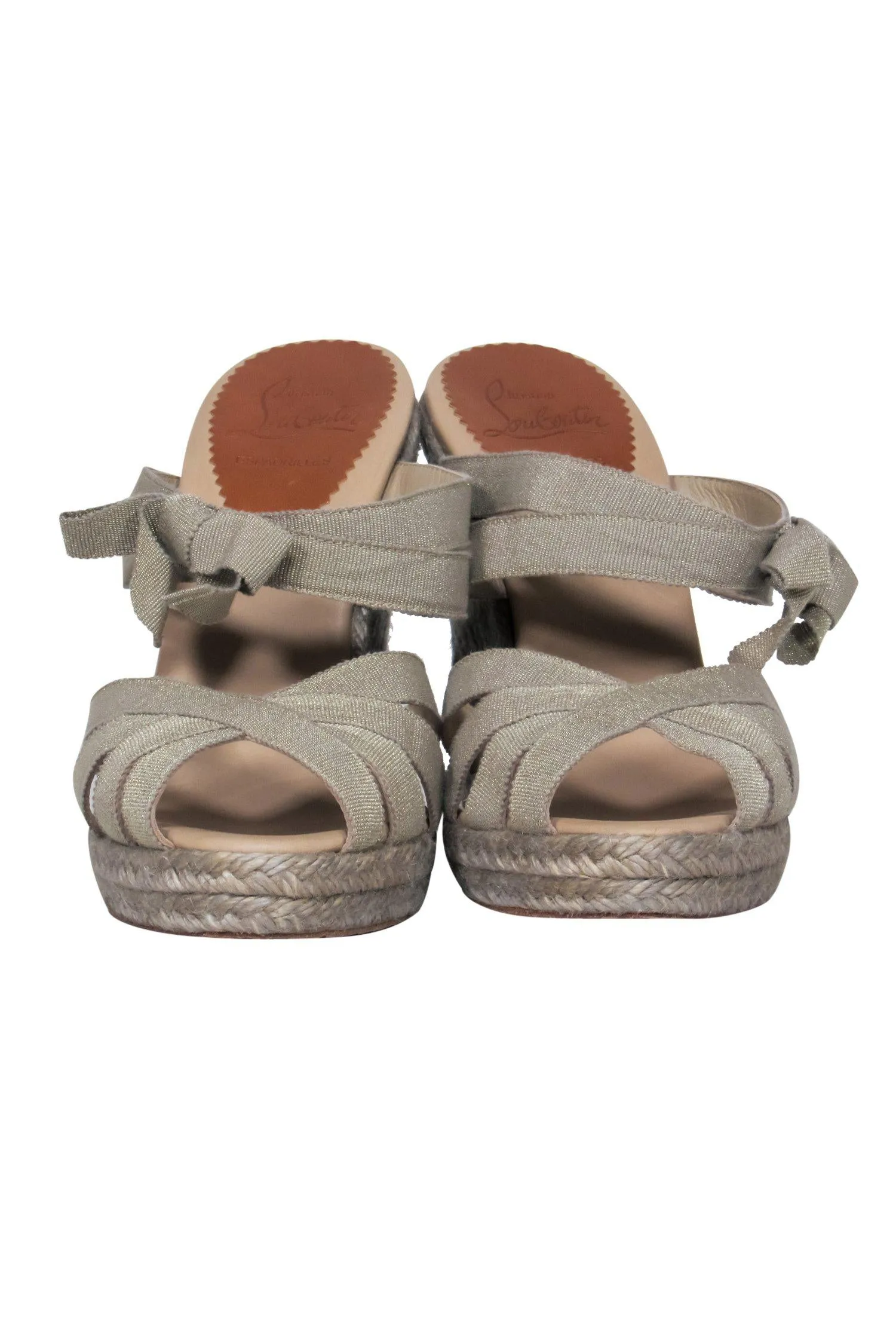 Christian Louboutin - Gold Strappy Espadrille Wedges Sz 7