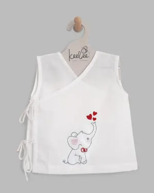 Elephant- Organic Cotton Sleeveless Embroidered Unisex Baby Jhabla