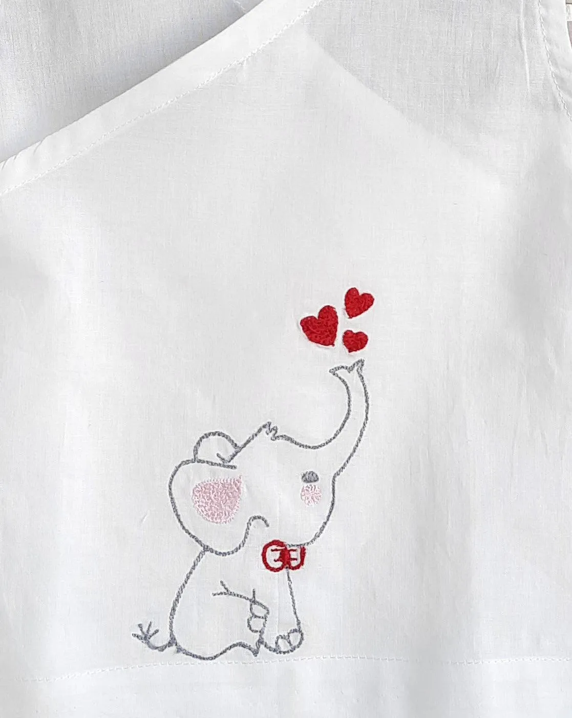 Elephant- Organic Cotton Sleeveless Embroidered Unisex Baby Jhabla