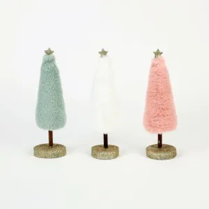 Fur Christmas Trees on Gold Glitter Base, 9.25"