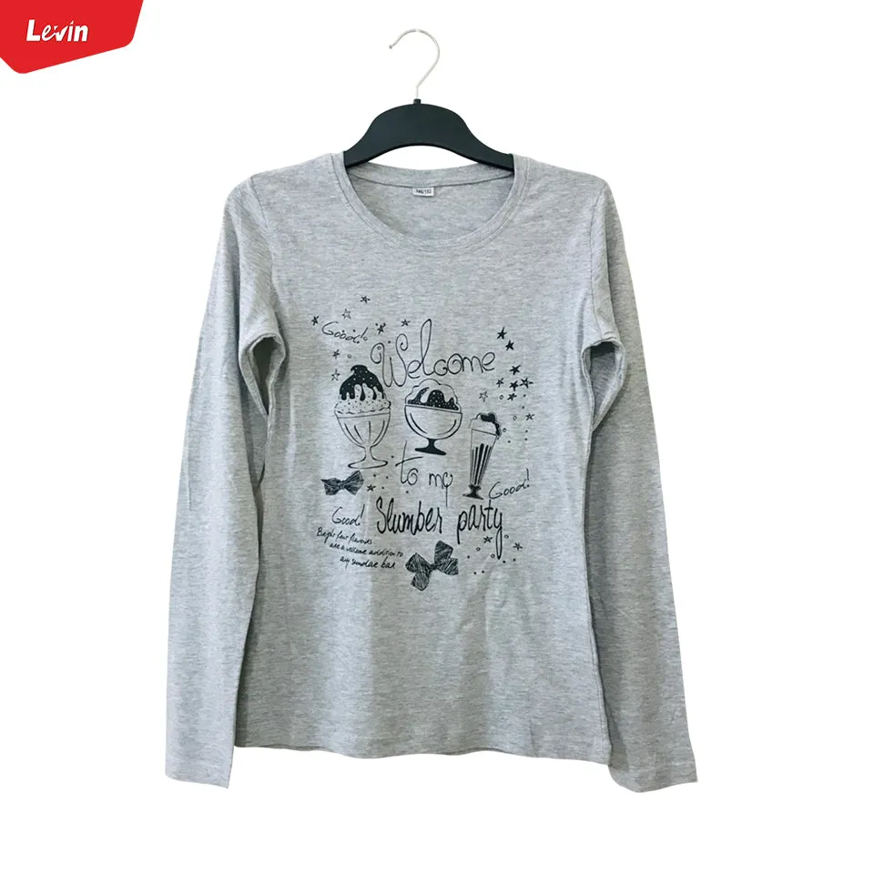 Girls Round Neck Full Sleeve Cotton Solid Print T-Shirts
