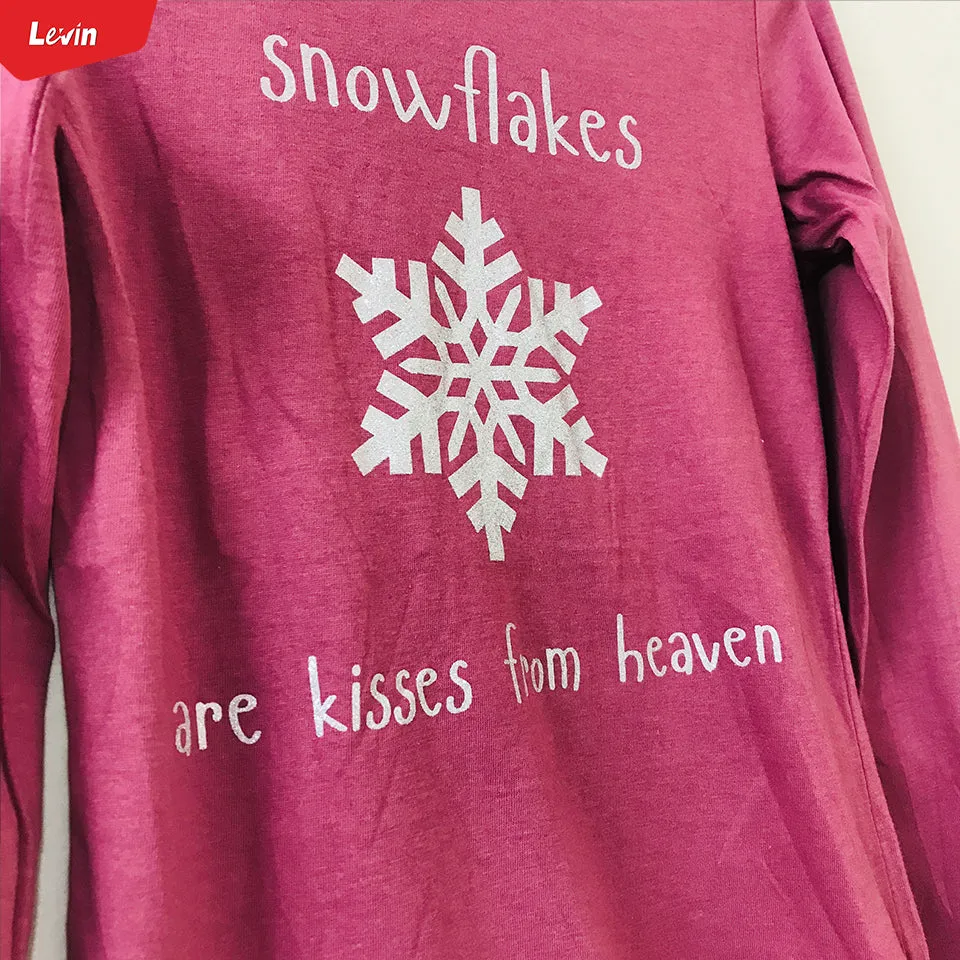 Girls Round Neck Full Sleeve Cotton Solid Print T-Shirts
