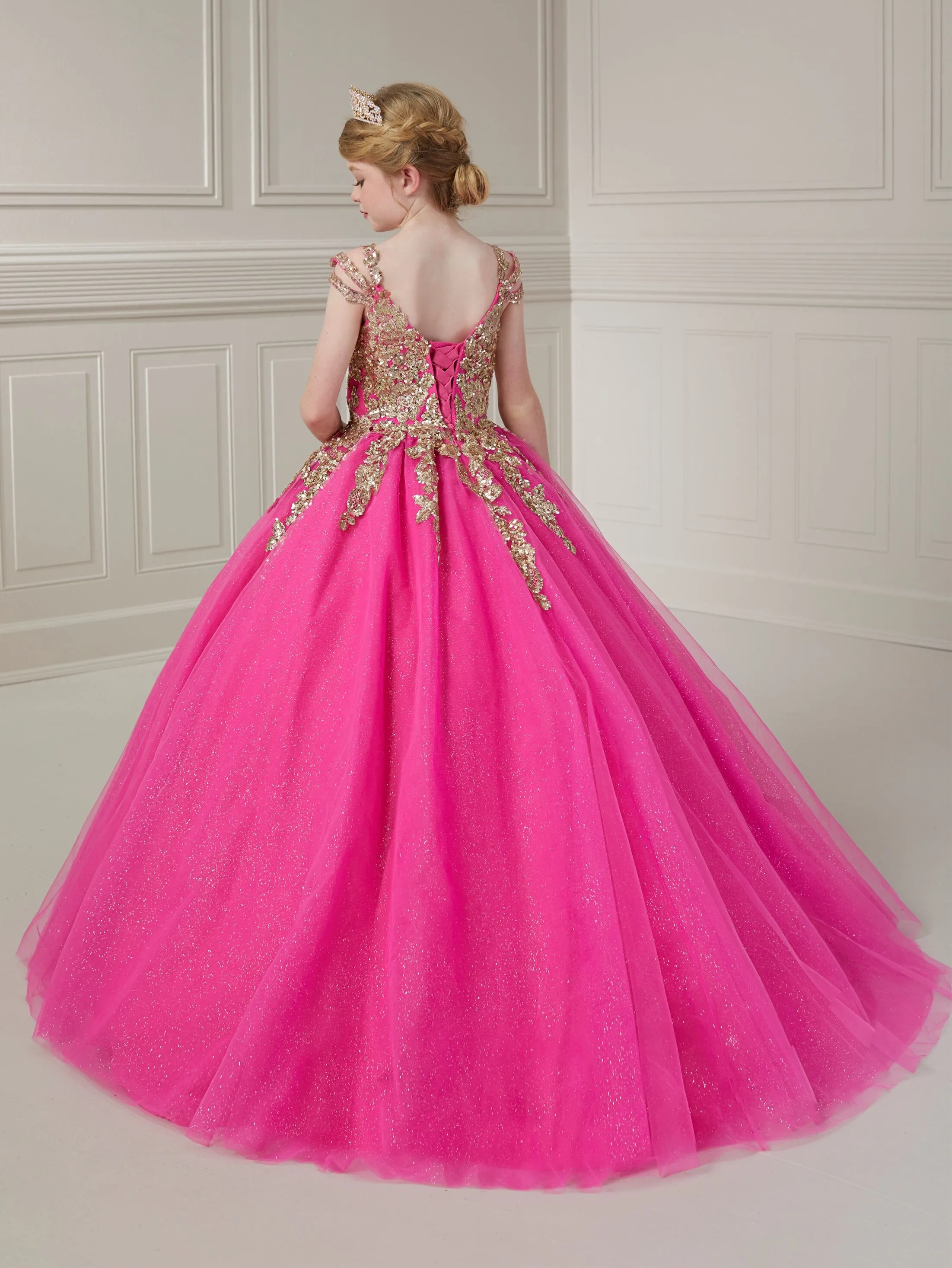 Girls Sequin Applique Tulle Gown by Tiffany Princess 13732