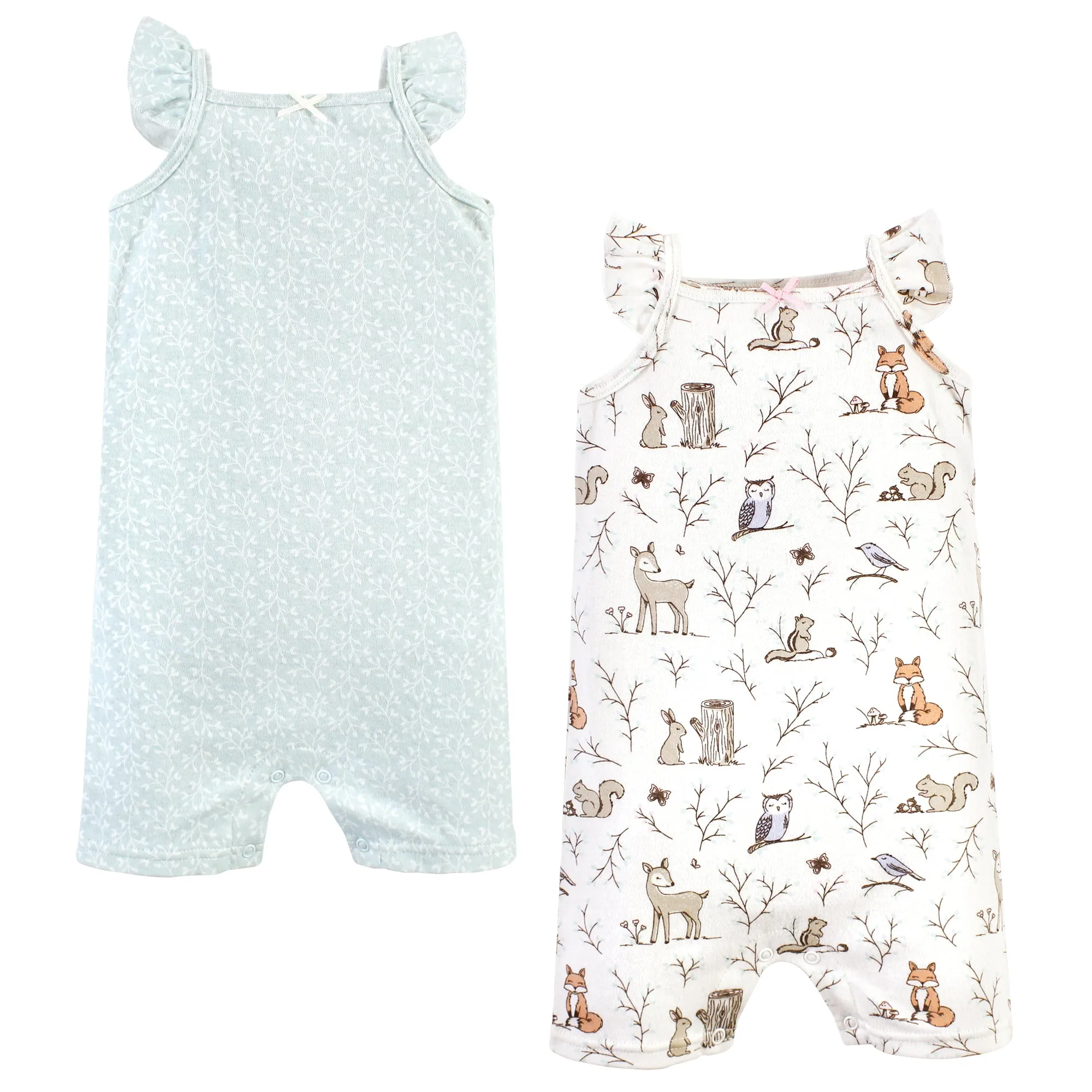 Hudson Baby Cotton Rompers, Enchanted Forest