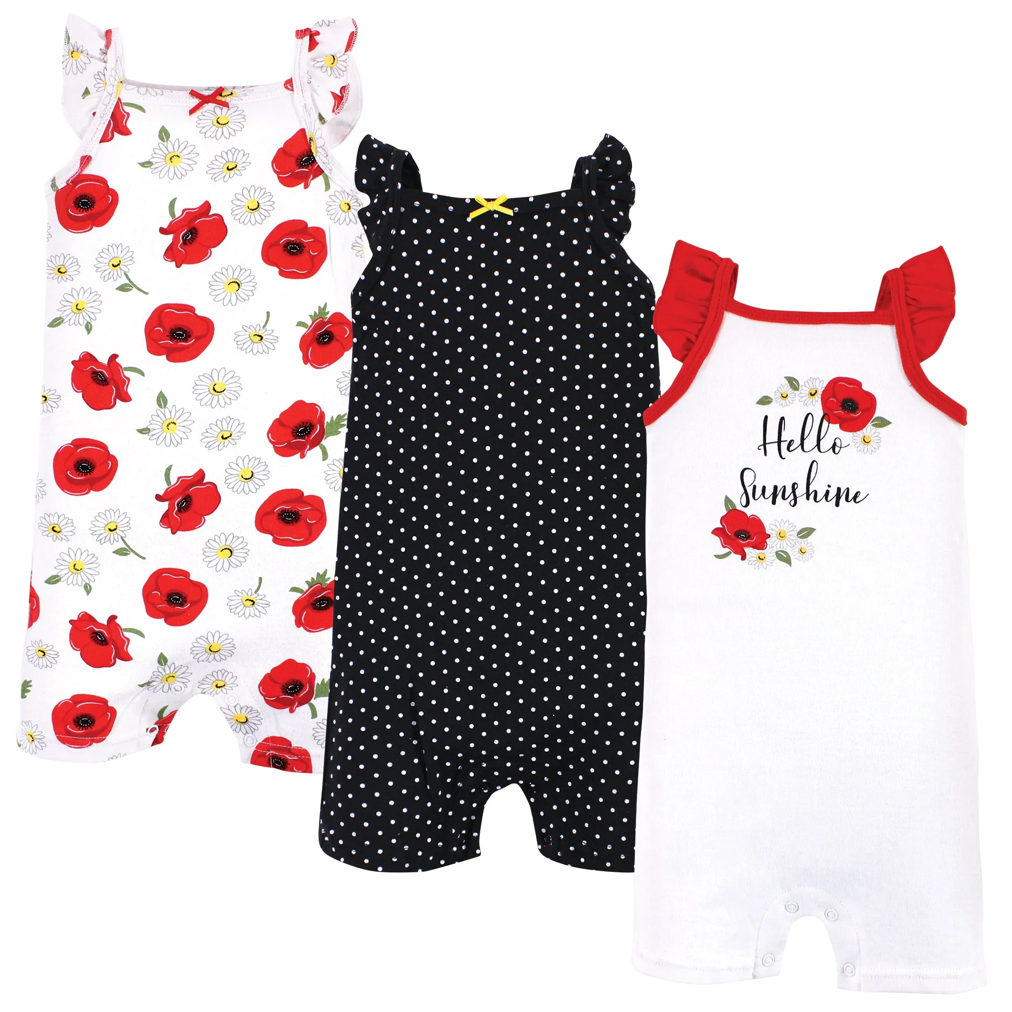 Hudson Baby Cotton Rompers, Poppy Daisy
