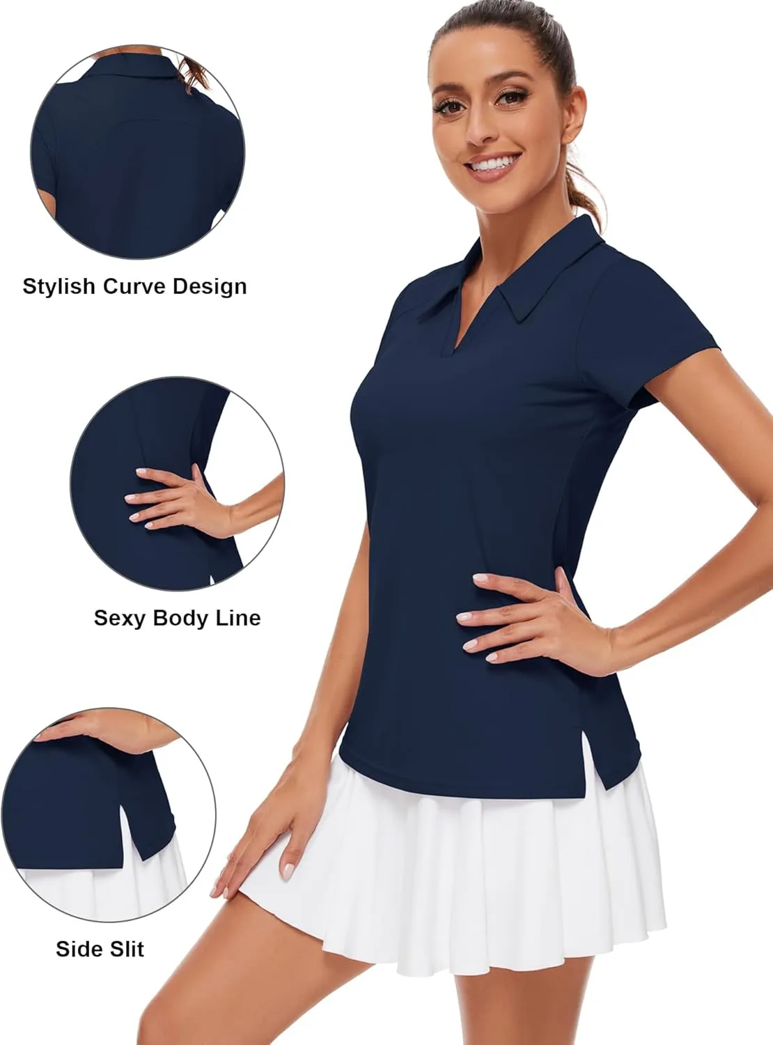 Ivicoer Womens Golf Shirt Polo Short Sleeve,Sleeveless,Long Sleeve Tennis Collared Top Athletic Clothes for Ladies