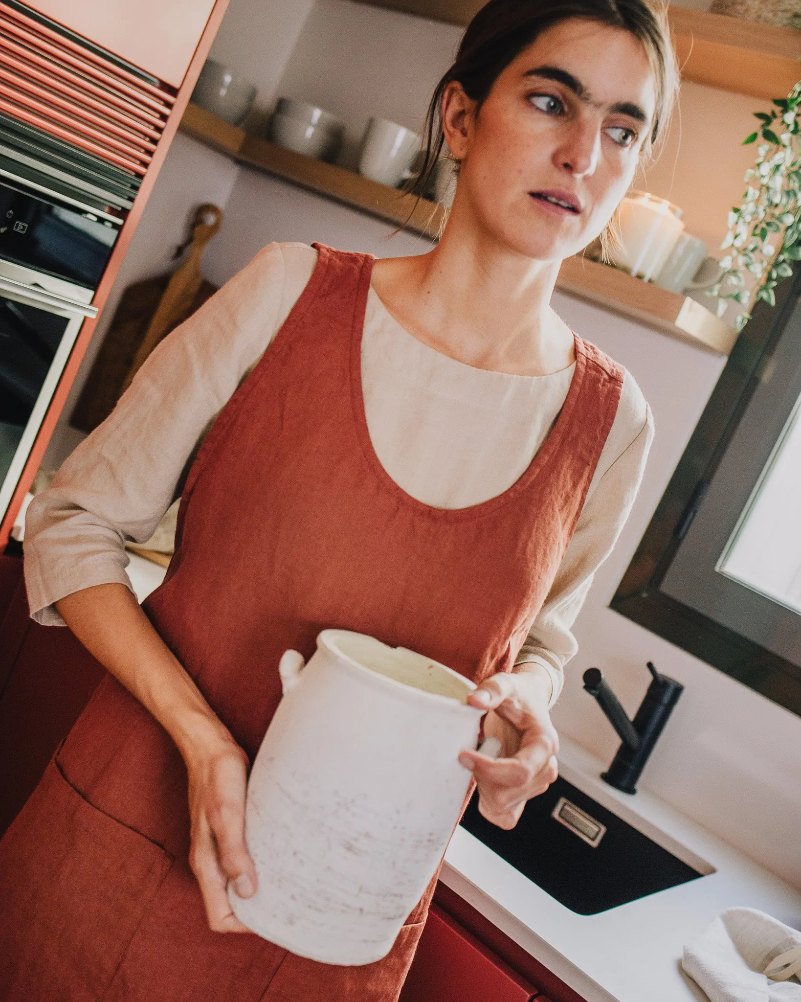 Midi Cross Back Linen Apron