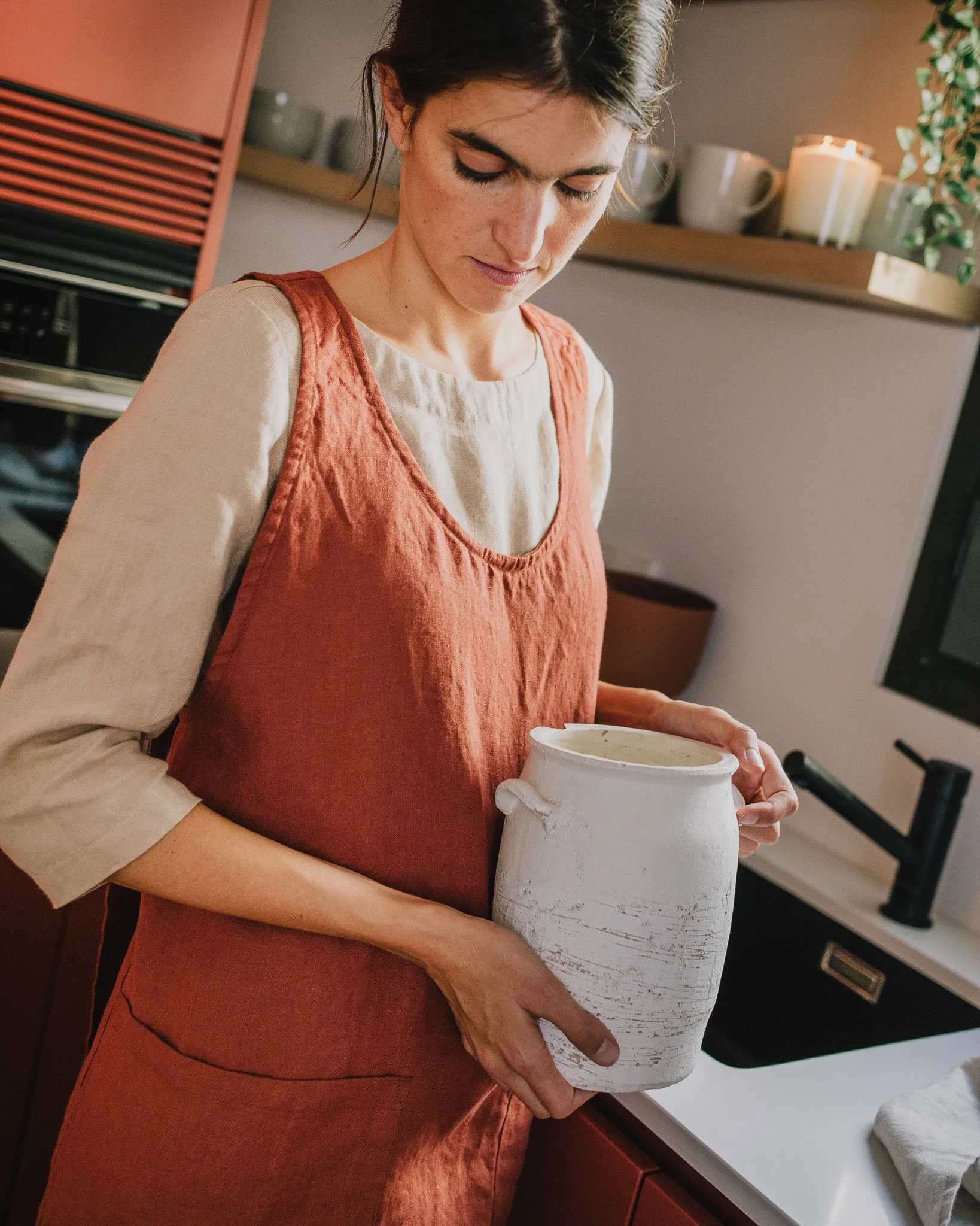Midi Cross Back Linen Apron