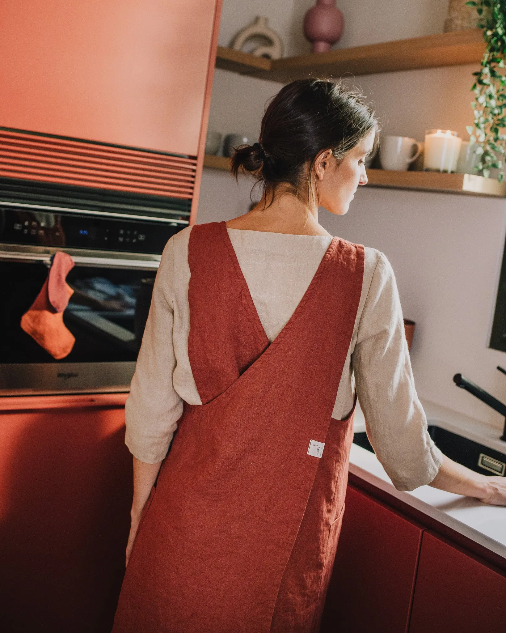 Midi Cross Back Linen Apron