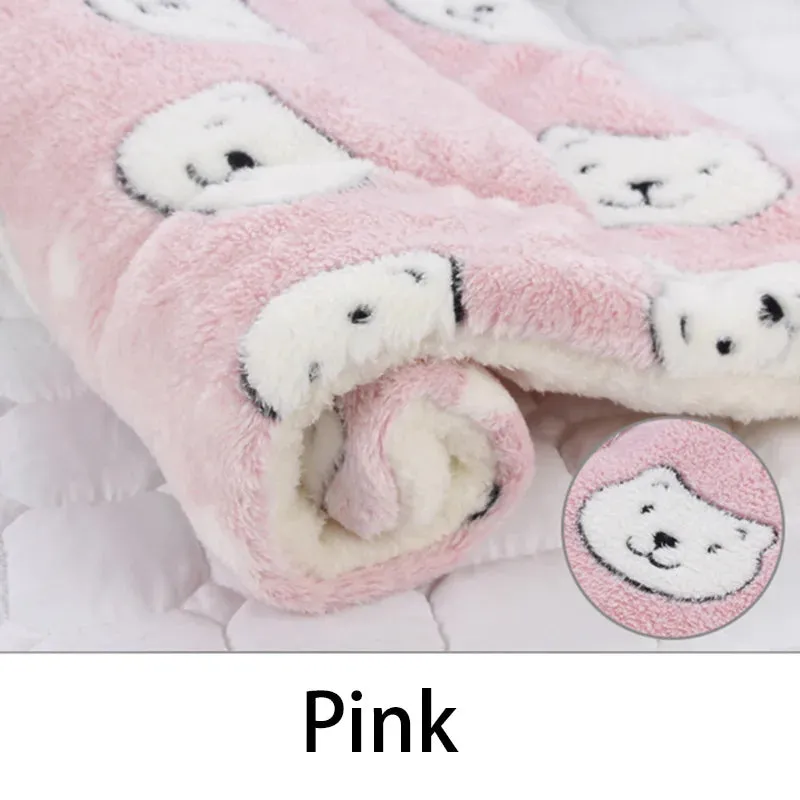 Pet Bed and Blanket Sleeping Mat Dog Bed Cat Bed Soft Hair Thickened Blanket Pad Fleece Home Washable Warm Pattern Blanket Pet Supplies
