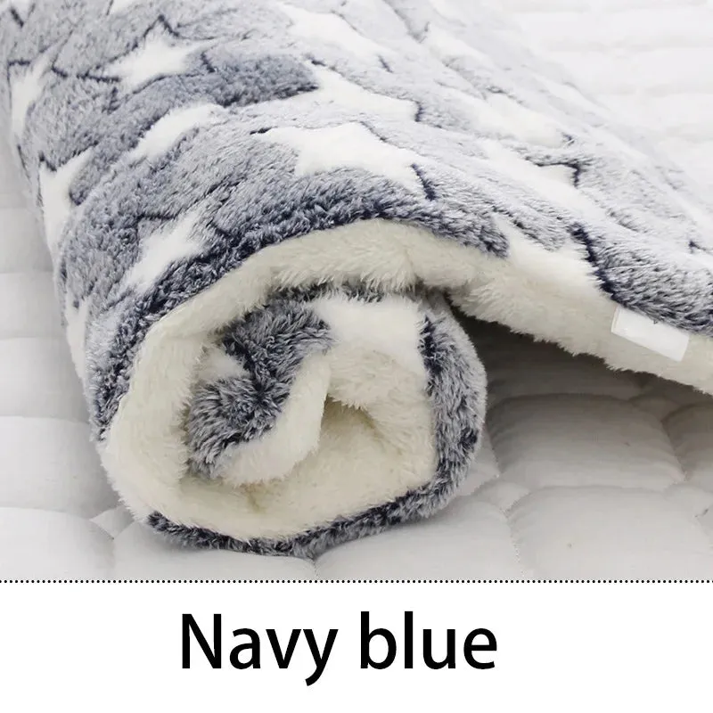 Pet Bed and Blanket Sleeping Mat Dog Bed Cat Bed Soft Hair Thickened Blanket Pad Fleece Home Washable Warm Pattern Blanket Pet Supplies