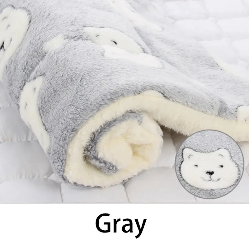 Pet Bed and Blanket Sleeping Mat Dog Bed Cat Bed Soft Hair Thickened Blanket Pad Fleece Home Washable Warm Pattern Blanket Pet Supplies