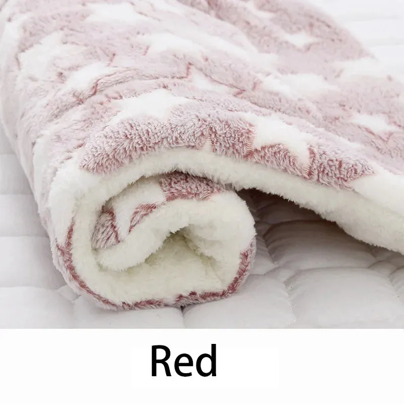 Pet Bed and Blanket Sleeping Mat Dog Bed Cat Bed Soft Hair Thickened Blanket Pad Fleece Home Washable Warm Pattern Blanket Pet Supplies