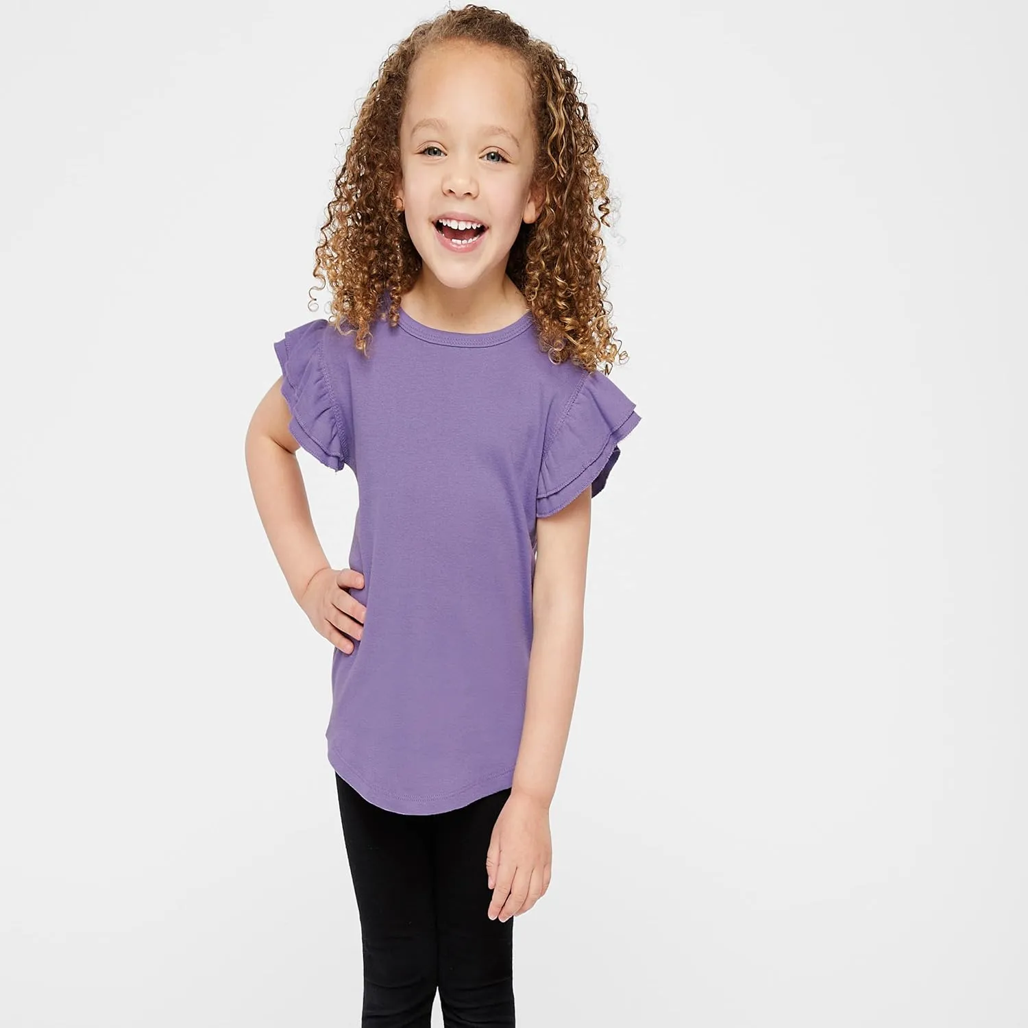 RABBIT SKINS Toddler Girls Flutter Sleeve Tee | Cute T-Shirt with Ruffles