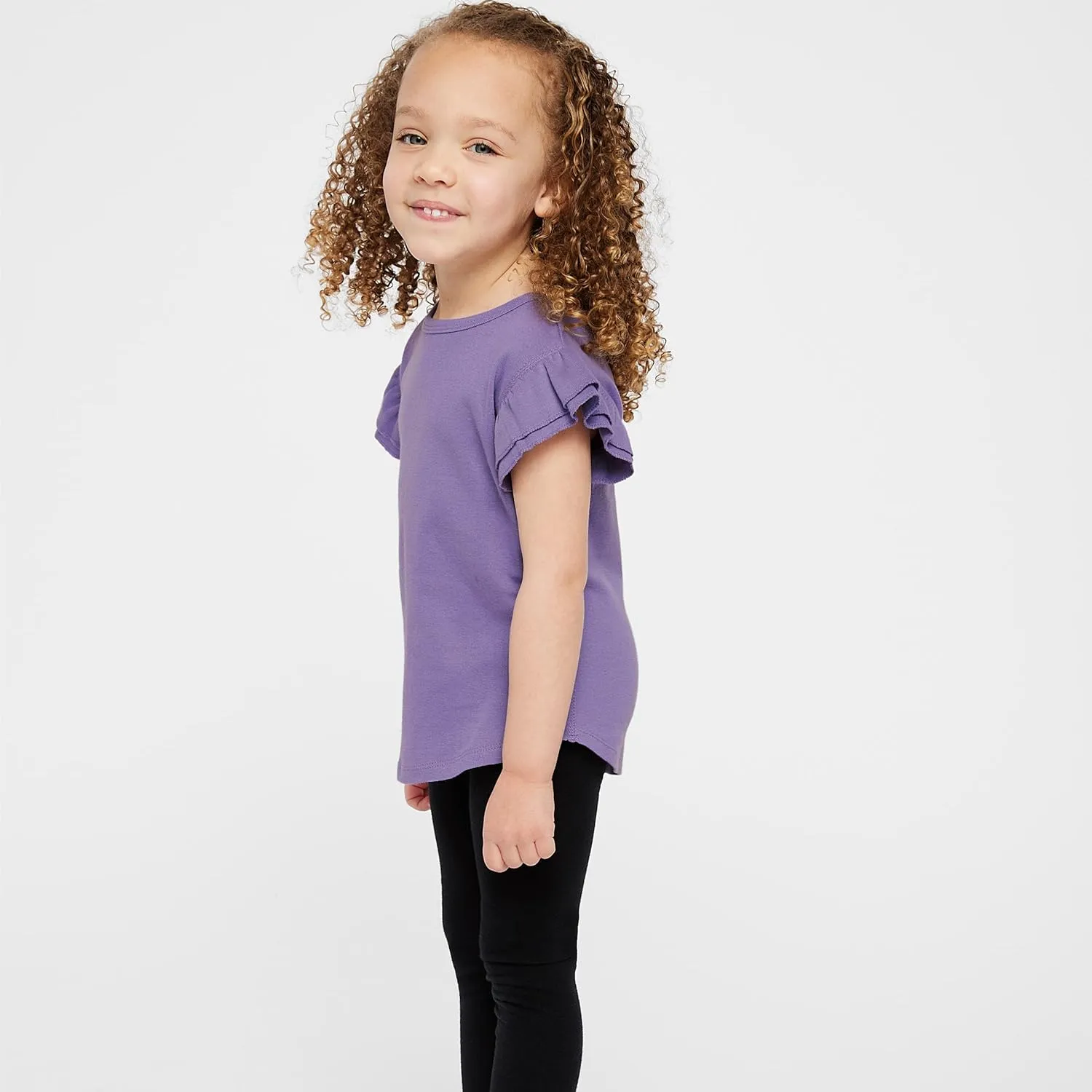 RABBIT SKINS Toddler Girls Flutter Sleeve Tee | Cute T-Shirt with Ruffles