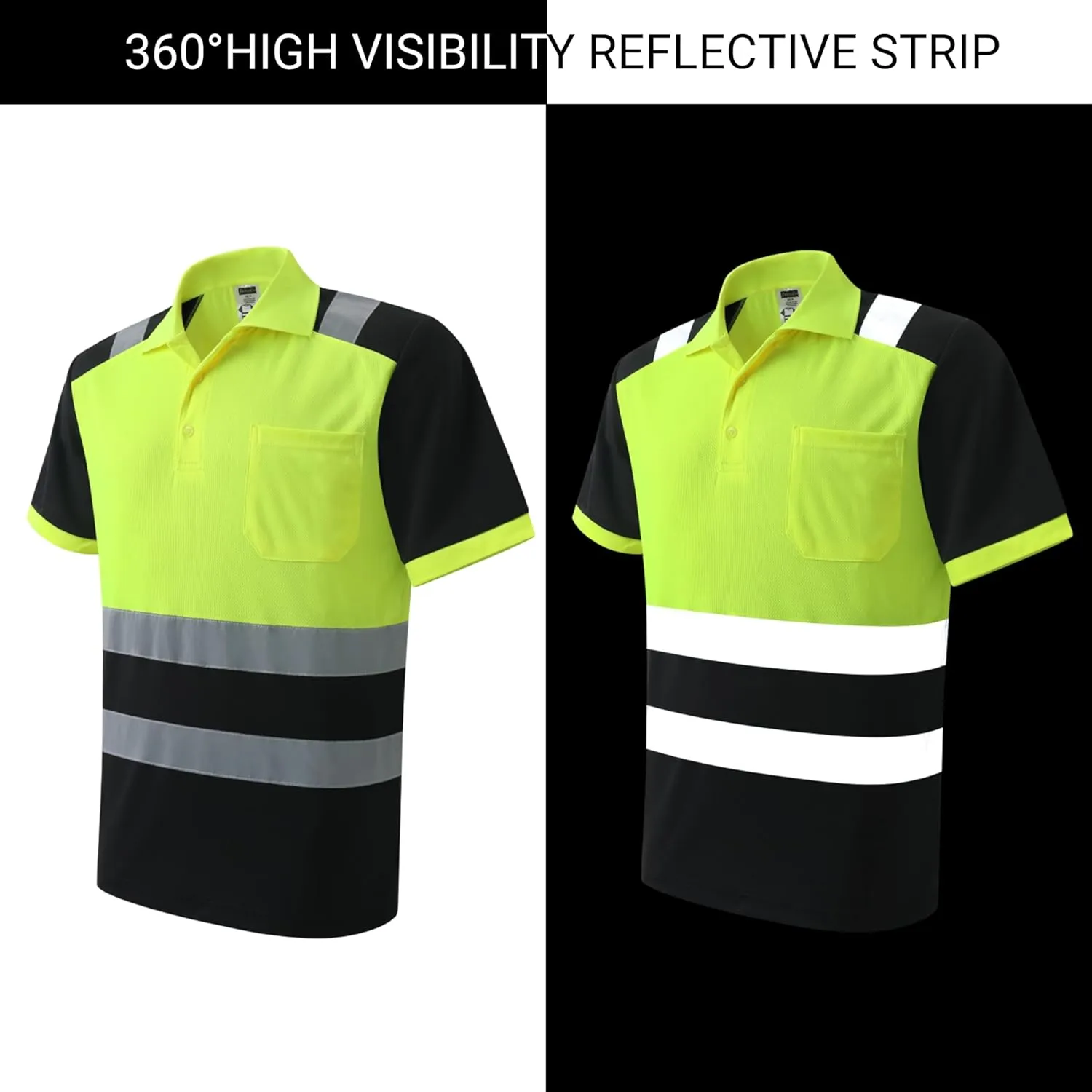 Safety Shirt for Men Hi Vis Reflective Shirt Workwear,Quick Drying Breathable Soft T Shirt