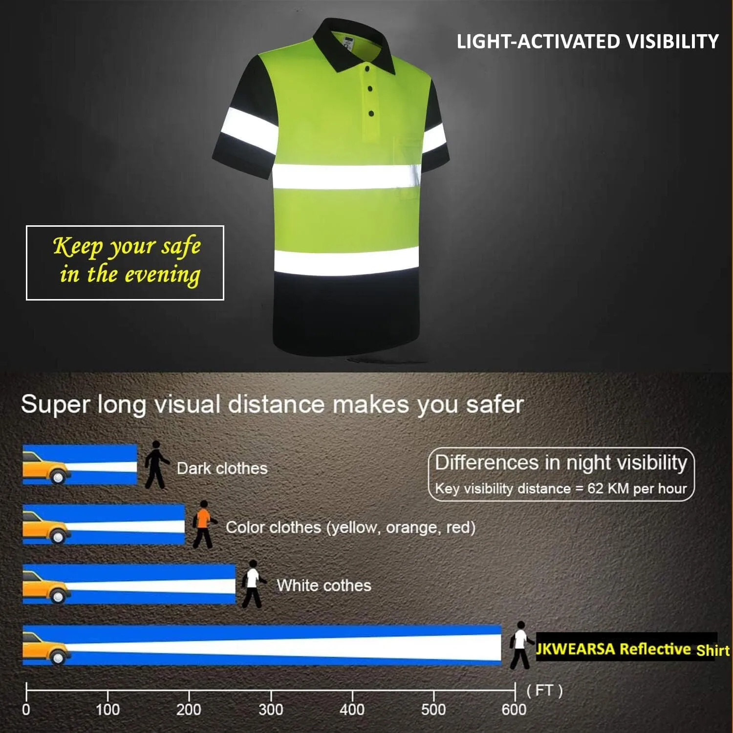 Safety Shirt for Men Hi Vis Reflective Shirt Workwear,Quick Drying Breathable Soft T Shirt