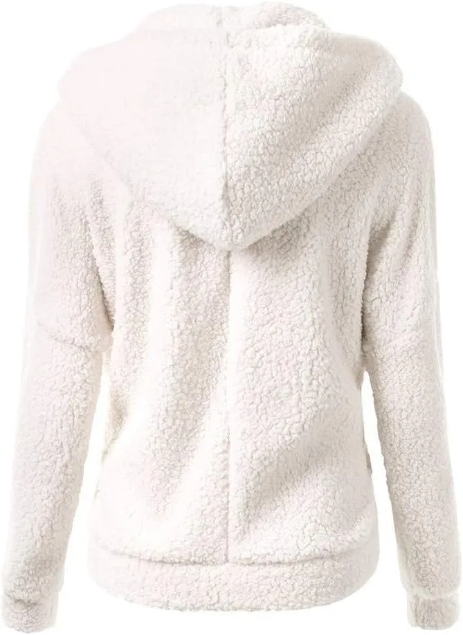 Sherpa Jackets For Women Winter Coats Faux Fur Lined Hooides Oversized Fluffy Fuzzy Fleece Jacket Casual Warm Outerwear