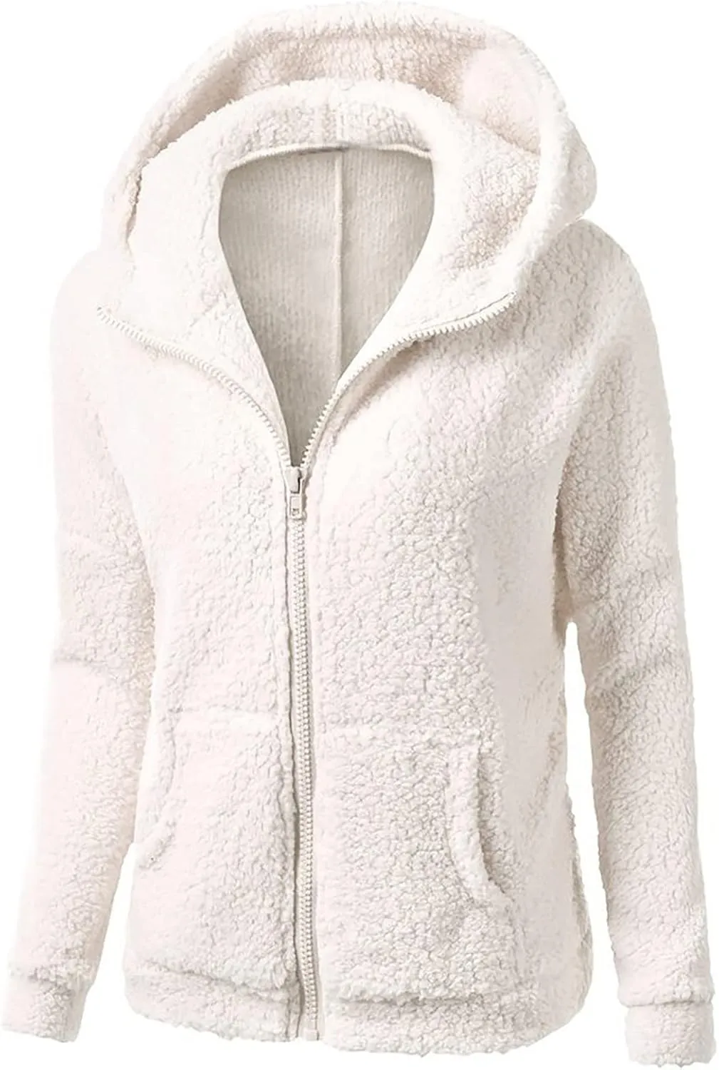 Sherpa Jackets For Women Winter Coats Faux Fur Lined Hooides Oversized Fluffy Fuzzy Fleece Jacket Casual Warm Outerwear