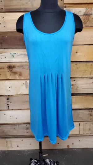 Solid Sleeveless Pleated Casual Dress