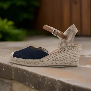 Tamaris Espadrille Sandals - Navy & Beige