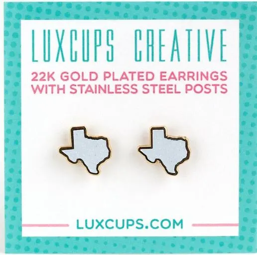 Texas Earrings - White Glitter