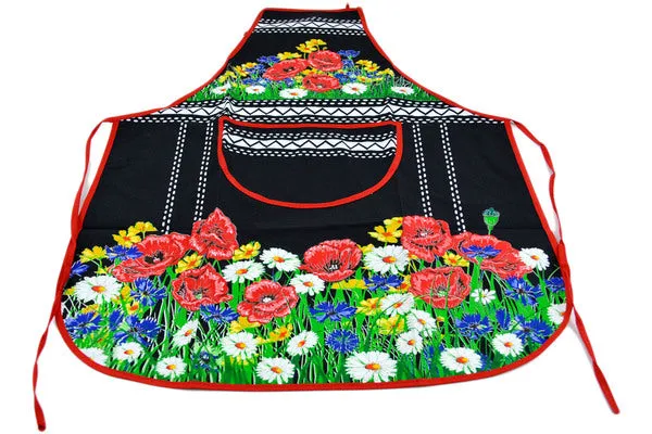Textile 31" Apron Poppy Garden Black