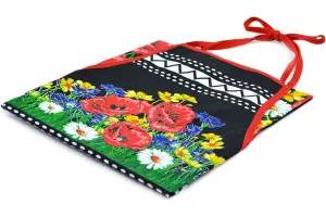 Textile 31" Apron Poppy Garden Black
