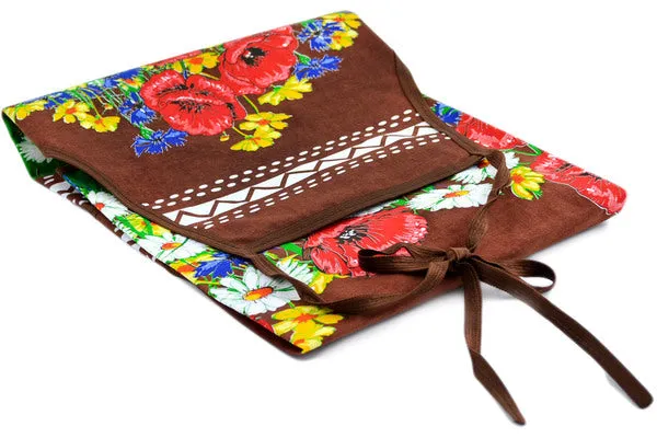 Textile 31" Apron Poppy Garden Brown