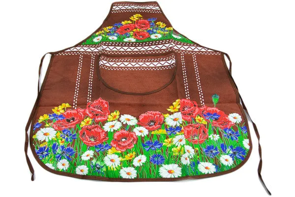 Textile 31" Apron Poppy Garden Brown
