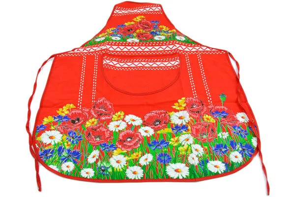 Textile 31" Apron Poppy Garden Red