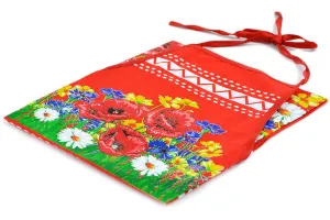 Textile 31" Apron Poppy Garden Red